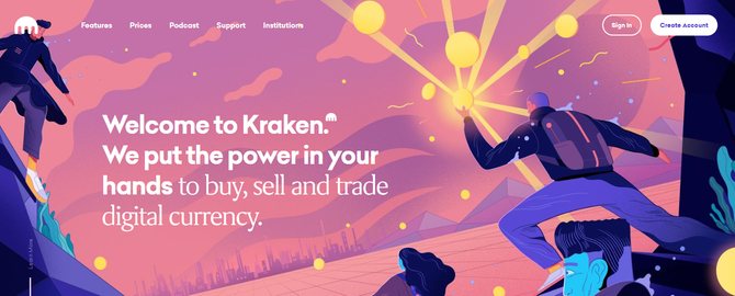 Официальный сайт криптовалютной биржи Kraken
